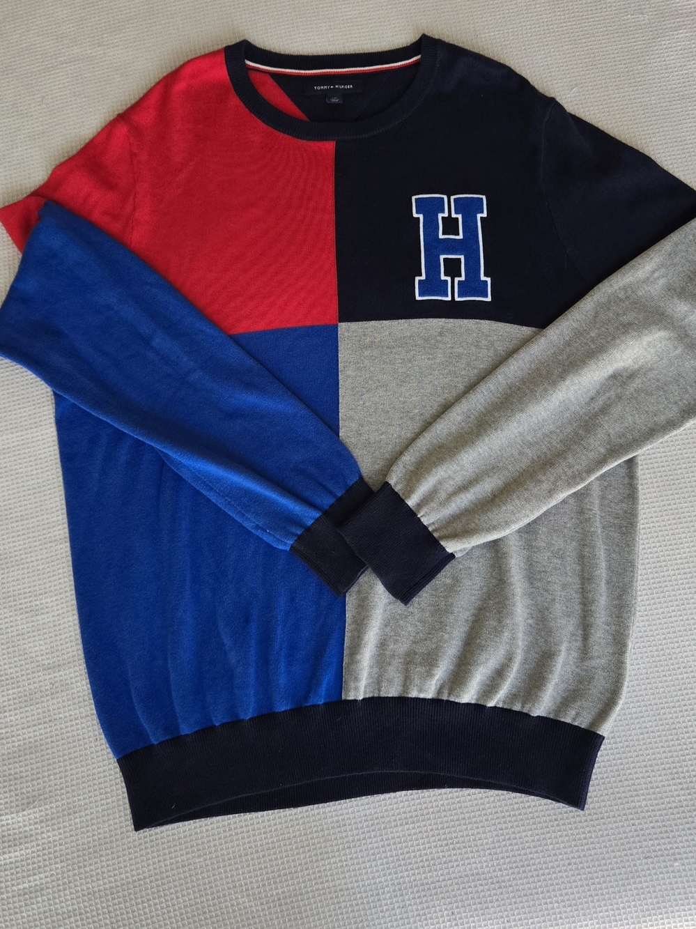 Tommy Hilfiger Colorblock Crewneck Sweater - Red, Royal Blue, Heather Gray, Navy
